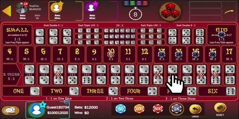 Bet thủ nên chơi thử trò Sicbo tại Casino 77BET